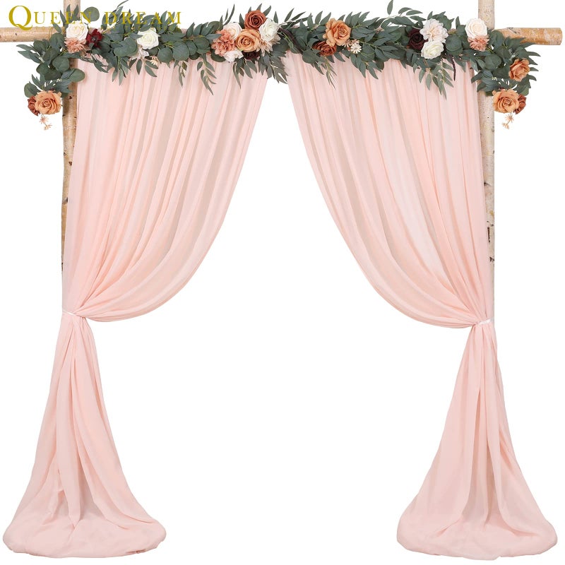 QueenDream Peach Curtain Backdrop 5ft x 10ft Chiffon Sheer Backdrop Curtain Wedding Drape - Image 5
